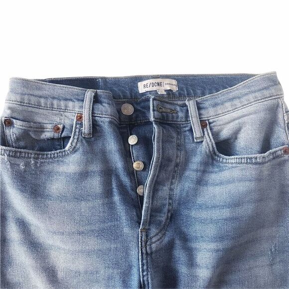 RE/DONE Stove Pipe High Rise Straight Leg Jeans LivedLight Wash - Size 26 - Picture 10 of 14